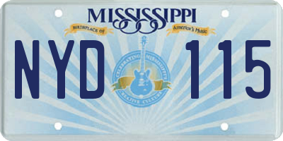 MS license plate NYD115