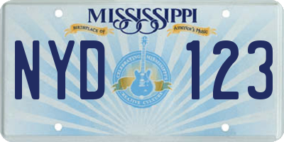 MS license plate NYD123