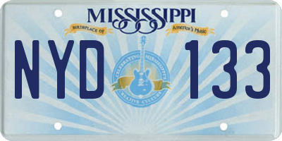 MS license plate NYD133