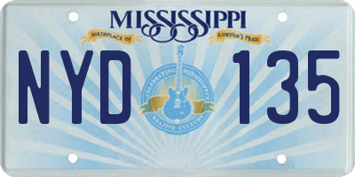 MS license plate NYD135