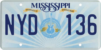 MS license plate NYD136