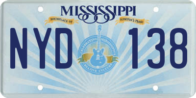 MS license plate NYD138