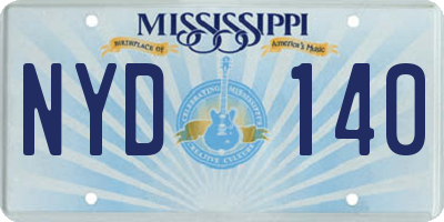 MS license plate NYD140