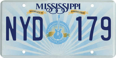 MS license plate NYD179