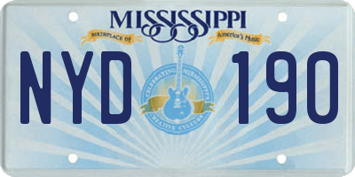 MS license plate NYD190