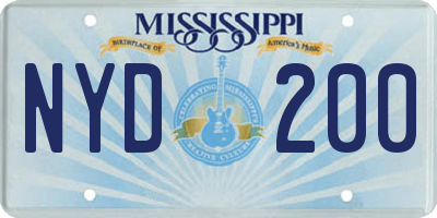MS license plate NYD200