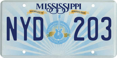 MS license plate NYD203
