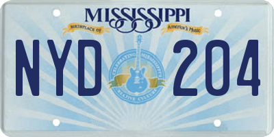 MS license plate NYD204