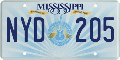 MS license plate NYD205