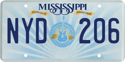 MS license plate NYD206
