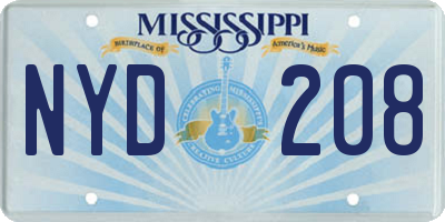 MS license plate NYD208