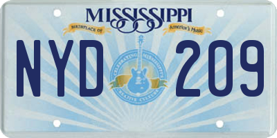 MS license plate NYD209