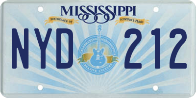 MS license plate NYD212