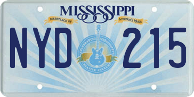 MS license plate NYD215