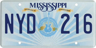 MS license plate NYD216