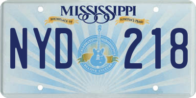 MS license plate NYD218