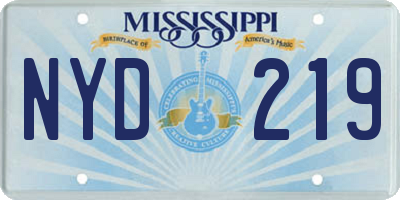 MS license plate NYD219