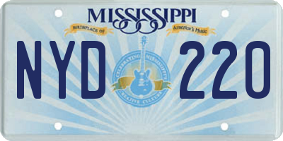 MS license plate NYD220