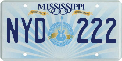 MS license plate NYD222
