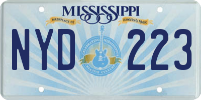 MS license plate NYD223
