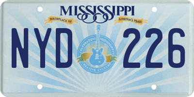 MS license plate NYD226