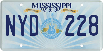 MS license plate NYD228