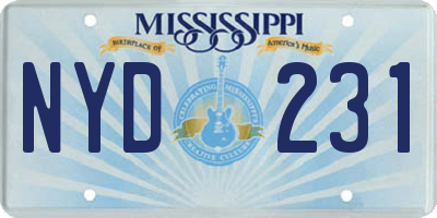 MS license plate NYD231