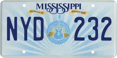 MS license plate NYD232