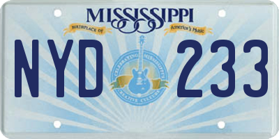 MS license plate NYD233