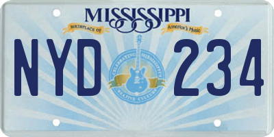 MS license plate NYD234