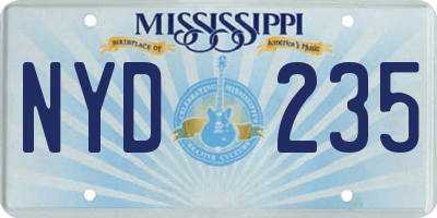 MS license plate NYD235