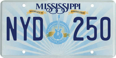 MS license plate NYD250