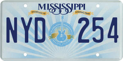 MS license plate NYD254