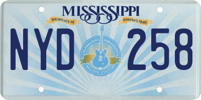 MS license plate NYD258