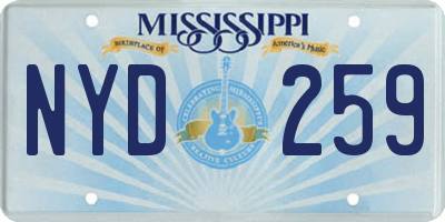 MS license plate NYD259