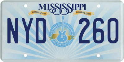 MS license plate NYD260