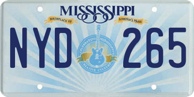 MS license plate NYD265