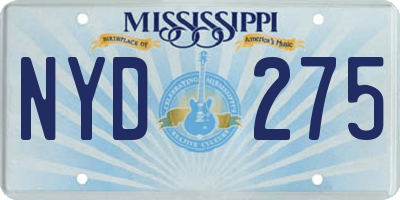 MS license plate NYD275