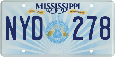 MS license plate NYD278