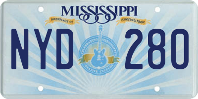 MS license plate NYD280