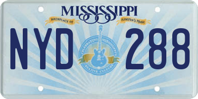 MS license plate NYD288
