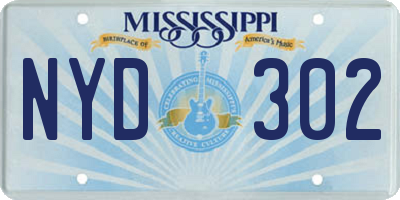 MS license plate NYD302