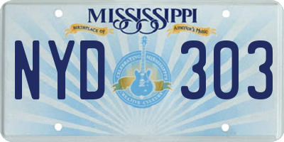 MS license plate NYD303