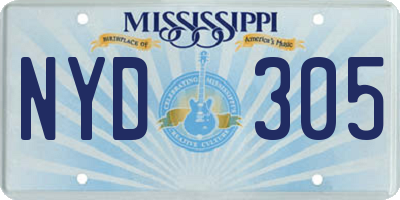 MS license plate NYD305