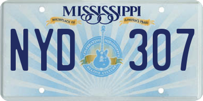 MS license plate NYD307