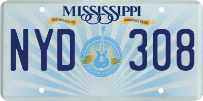 MS license plate NYD308
