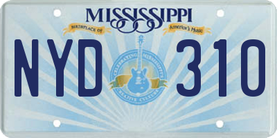 MS license plate NYD310