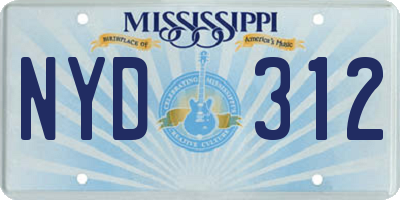 MS license plate NYD312