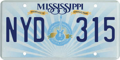 MS license plate NYD315