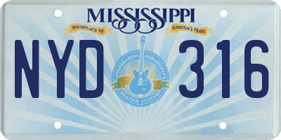 MS license plate NYD316